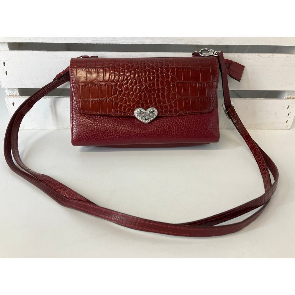 BRIGHTON SMALL PEBBLED LEATHER EMBOSSED ANIMAL CROSSBODY BAG